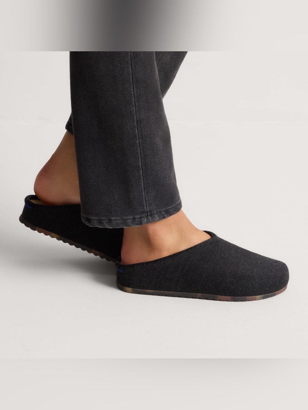 Rothy’s The Casual Clog Soft Black Merino Wool Knit Slip On Mules Size 8